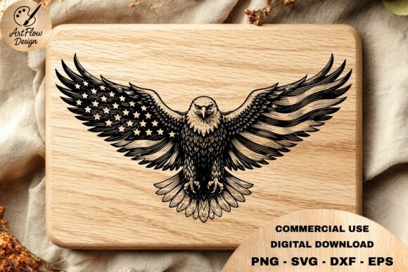 American Eagle Flag Engraving SVG: Bold Vintage Patriotism for Your Projects