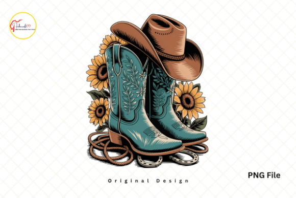 Blue Cowboy Hat Boots Sunflower PNG: A Design Asset Guide