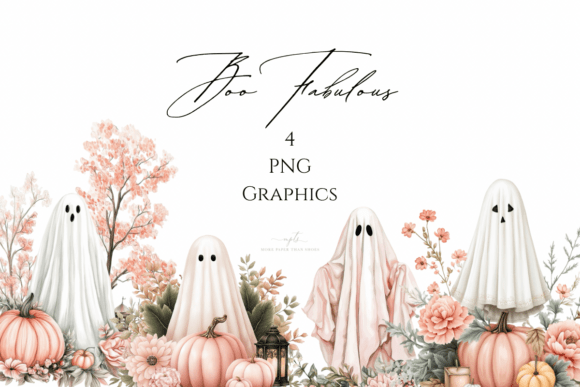 Boo Fabulous Chic Ghost Clipart for Autumn Projects