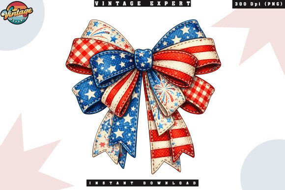 Celebrate with Style: The Independence Day Patchwork Bow PNG