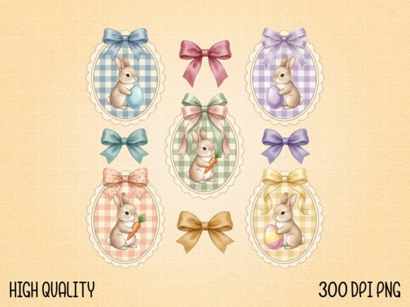 Charming Vintage Easter Bunny Frame PNG Bundle