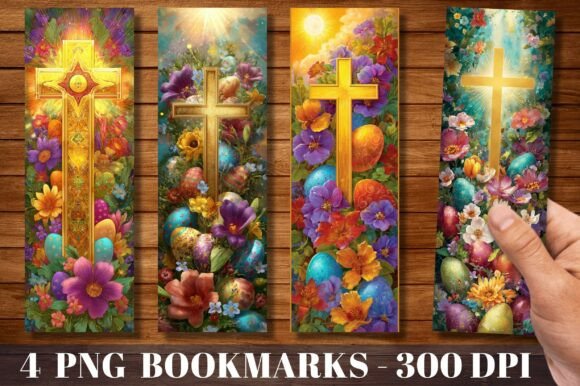 Easter Cross Floral Religious Bookmark: A Design Asset for Meaningful Moments