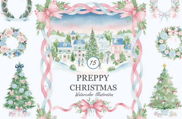 Elevate Your Holiday Projects with a Preppy Christmas Clipart Set