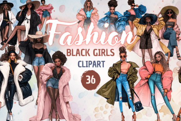 Elevate Your Projects with Fashion Black Girls Clipart