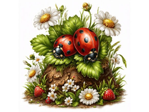 Enchanting Design with a 10 JPG Ladybug Garden Watercolor Set