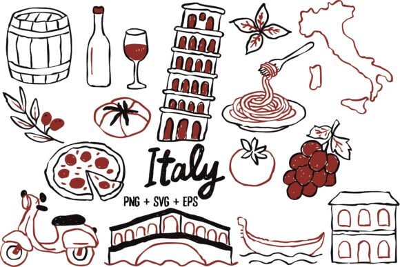 Hand Drawn Italy Travel Food Pizza SVG: A Designer's Asset