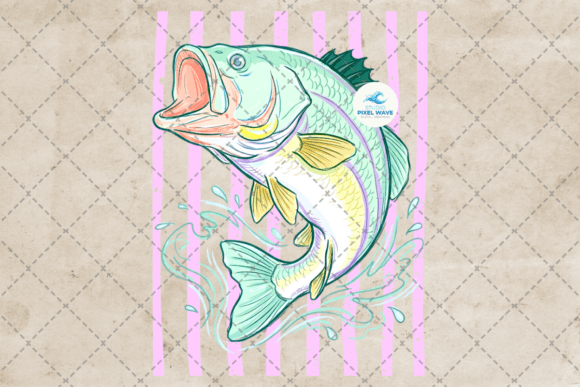 Retro Bass Fish PNG: Capturing Lake Life Style