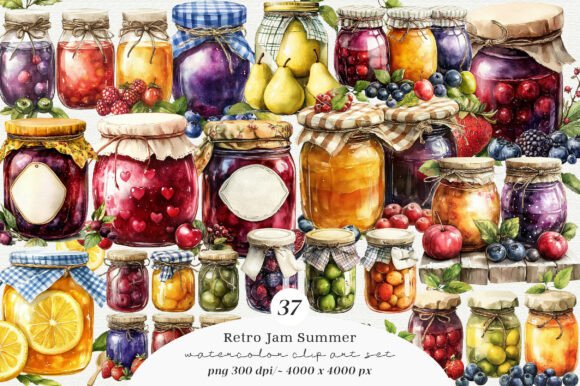 Retro Jam Summer Clipart PNG: A Burst of Vintage Sunshine