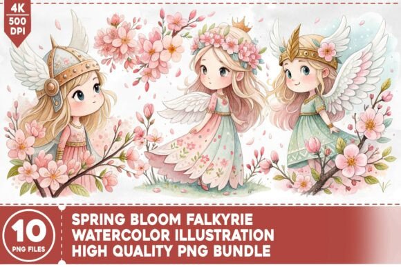 Spring Bloom Falkyrie PNG Bundle: Floral Art for Commercial Projects