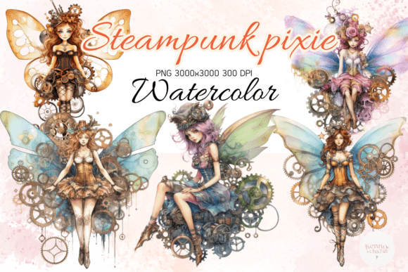 Steampunk Pixies Sublimation Clipart: Infusing Whimsy into Your Designs