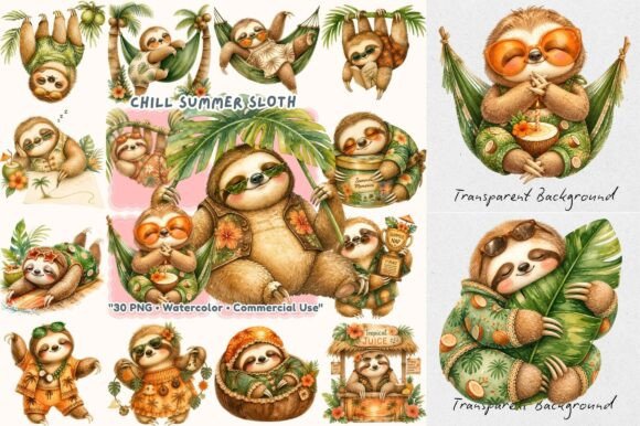Summer Hammock Sloth Watercolor: A Tropical Design Escape