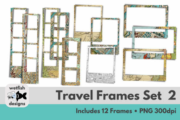Travel Frames Set 2: Vintage Map PNGs for Creative Projects