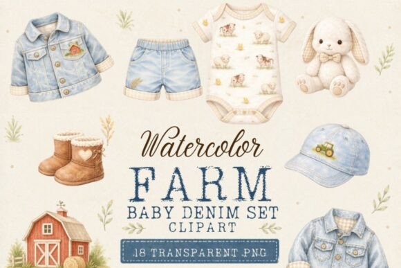 Watercolor Farm Baby Denim Clipart: A Designer's Guide