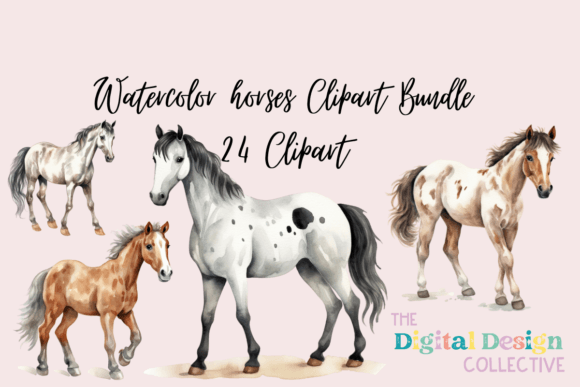 Watercolor Horses Clipart Bundle: A Digital Asset for Authentic Design