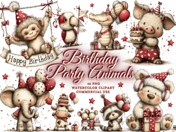 Whimsical Birthday Party Animals Clipart: Your Creative Spark