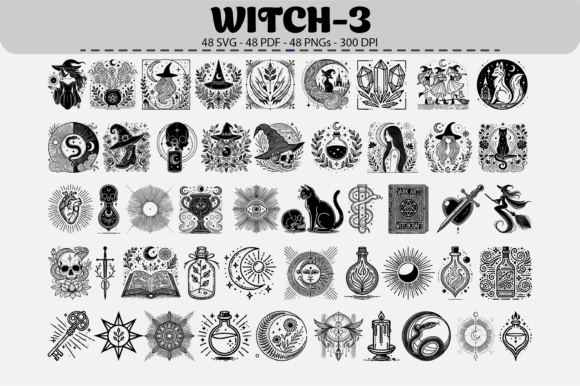 Witchcraft Clipart Set – 48 Designs for Creative Projects